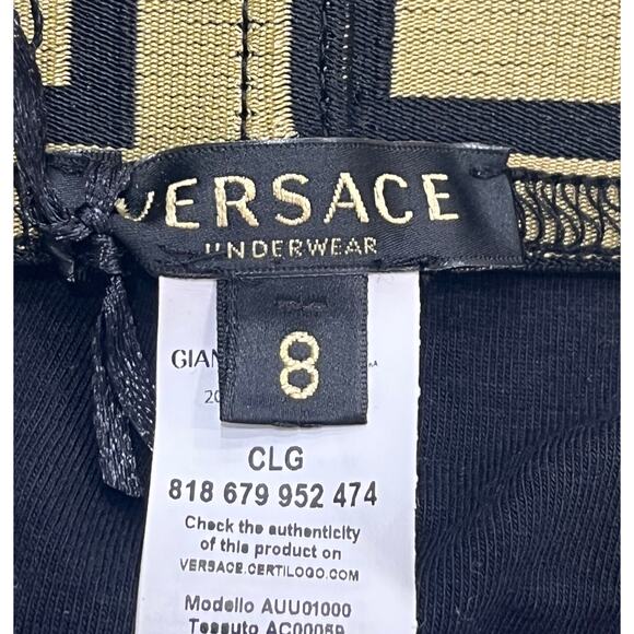 M2-9 VERSACE Men's Greca Jockstrap Underwear Stretch Black/Gold Size 8/38-42/L - Picture 6 of 10
